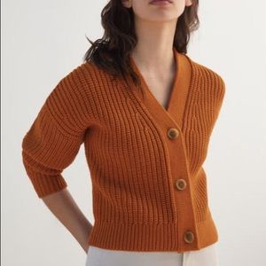 Everlane Texture Cotton Crop Cardigan in Cider